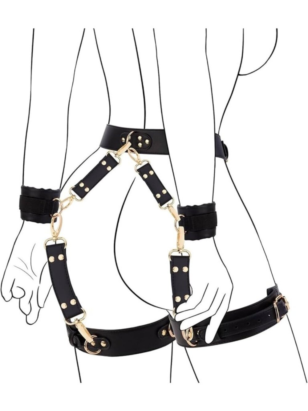 Punk Leather Thigh Harness Belt & Waist Chain - Goth Garter for Nightclub